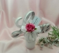 Mobile Preview: Gastgeschenk Kerze Tüll weiß Ringe silber Blüte pink Hochzeit