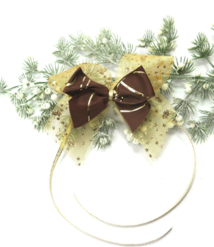 10 festliche Schleifen Weihnachtsschleifen Gold/Braun 10 cm