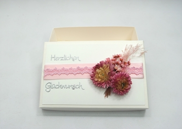 Geschenkschachtel Geldgeschenk Box Deko Blüten rosa Hochzeit