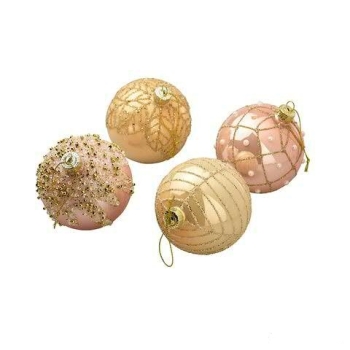 4 Weihnachtskugeln Glaskugeln Rosa Gold 8 cm Weihnachten