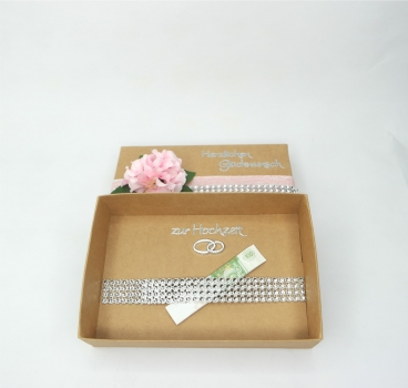 Geschenkschachtel Geldgeschenk Box Deko rosa silber Hochzeit