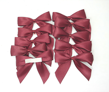 10 Satinschleifen Schleifen Fertigschleifen Bordeaux rot 9 x 7cm