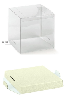 4 Geschenkschachteln Boxen transparent mit Boden 180 x 180 x 200 mm