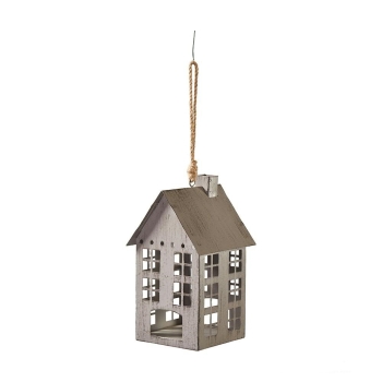 Deko-Haus Haus Metall Lichterhaus 20 cm grau Weihnachten