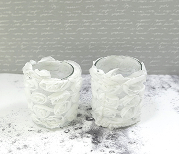 6 Stück Windlicht Teelichthalter Teelichtglas Rosenblüten