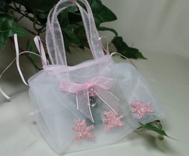 12 Organzabeutel Organzasäckchen Täschchen aus Organza rosa Deko