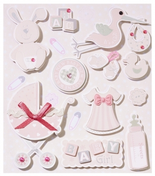 3D Sticker "Baby Girl II" rosa Mädchen