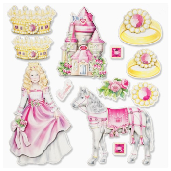 Sticker 3D Prinzessin II mit Schloss und Pferd HobbyFun