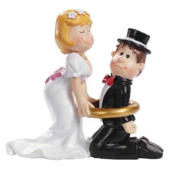 Deko-Figur Tortenfigur Brautpaar Bräutigam im Trauring Hochzeit 12 cm
