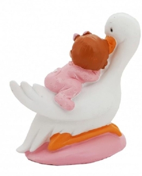 Deko-Figur Tortenfigur Storch mit Baby Junge oder Mädchen rosa oder hellblau