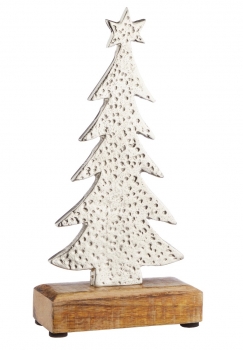 Deko-Baum auf Fuß Aluminium Holz ca. 24 cm Weihnachten