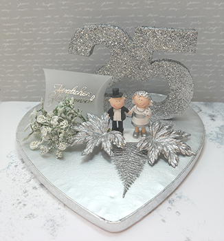 Geldgeschenk Herz Silberhochzeit Brautpaar Deko Silber
