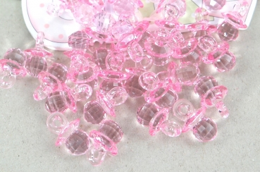 100 Schnuller Streudeko Tischdeko rosa 2 cm transparent Taufe