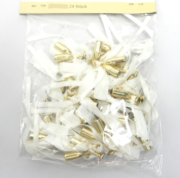 Preview: 24 Paar Deko-Sektkelche MINI silber- oder goldfarben mit Schleife