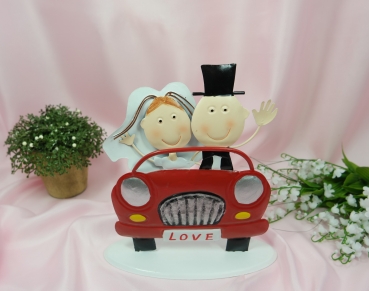 Aufsteller Deko-Figur Brautpaar Hochzeitspaar im Auto 20 cm  Hochzeit