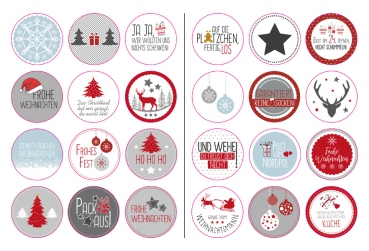 Sticker Etiketten Aufkleber Set 48teilig "Weihnachten" Advent
