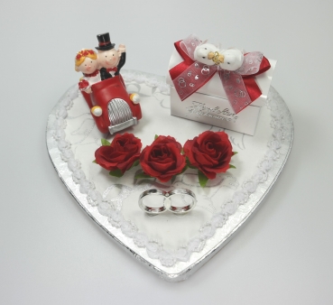 Geldgeschenk Herz Auto Brautauto Deko rot Hochzeit