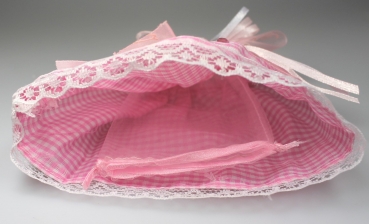 4 Kleidchen mit Organzasäckchen Geschenkverpackung rosa Taufe Geburt