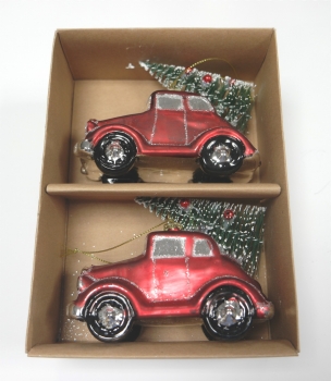 2 Christbaumanhänger Weihnachtsbaumanhänger Oldtimer Weihnachten