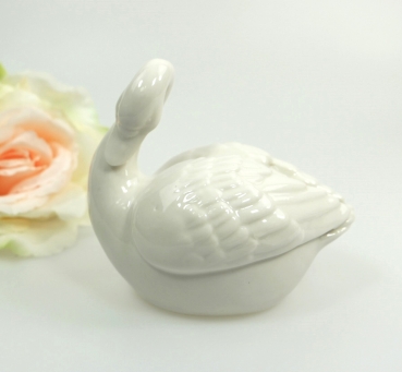 weißer Schwan Flügel geschlossen Tischdekoration 12 cm Keramik Hochzeit