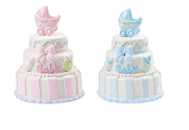 Deko-Torte Baby 4,5 cm Taufe Geburtstagmit Puppenwagen