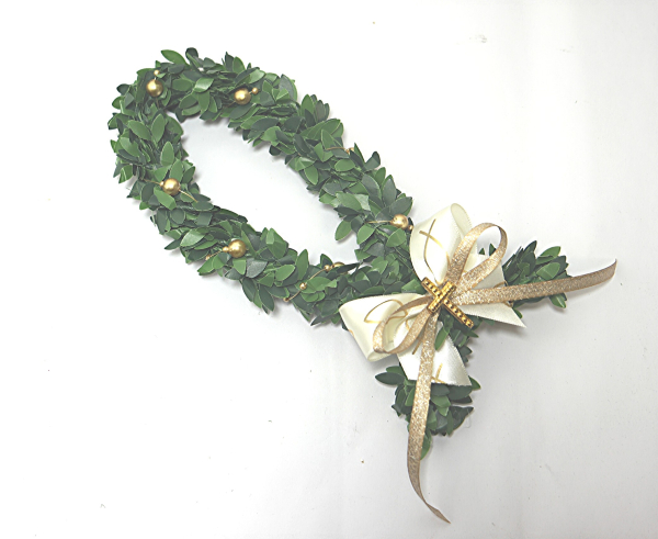 Deko-Fisch Buchsbaum künstl. Konfirmation Kommunion 25 cm Perlen gold o. silber