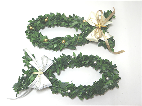 Deko-Fisch Buchsbaum künstl. Konfirmation Kommunion 25 cm Perlen gold o. silber