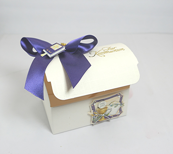 Geschenkschachtel Geldgeschenk Kommunion Konfirmation lila