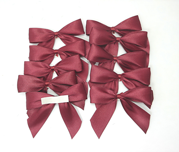10 Satinschleifen Schleifen Fertigschleifen Bordeaux rot 9 x 7cm