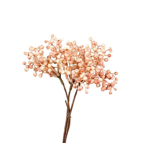 3 Bündel Deko-Beeren am Stiel 30 cm apricot/beige künstlich Weihnachten