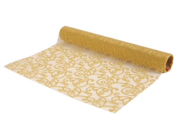 5 m Tischband Organza Filigree gold 36 cm br. Hochzeit