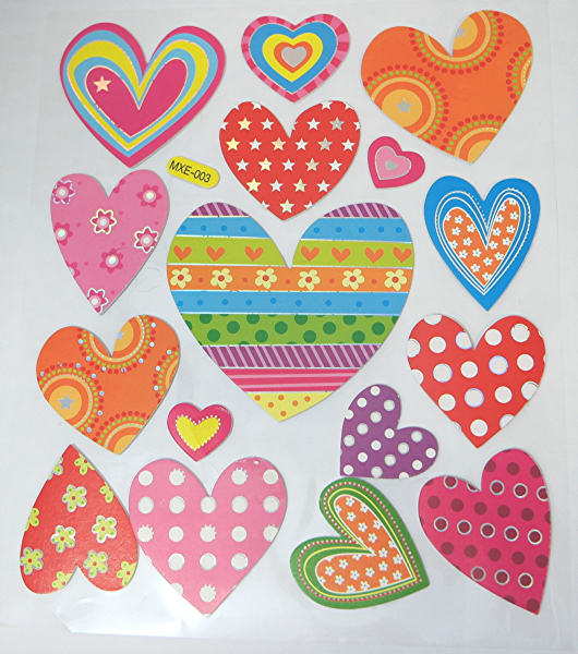 Aufkleber 2D Sticker XL bunte Herzen II HobbyFun