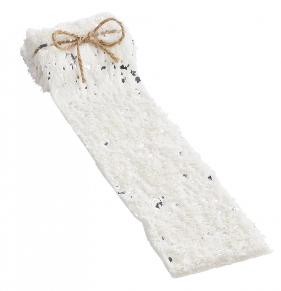 2 m Deko-Fell Kunstfell weiß/silber 8 cm breit