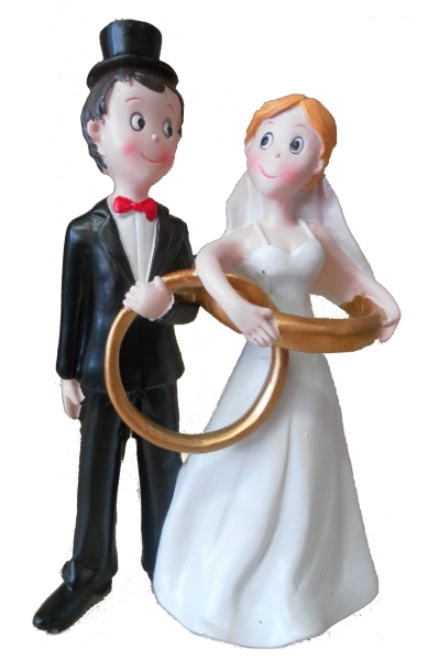 Deko-Brautpaar Tortenfigur Hochzeitspaar Brautpaar 2 Ringe 408 Hochzeit 16 cm