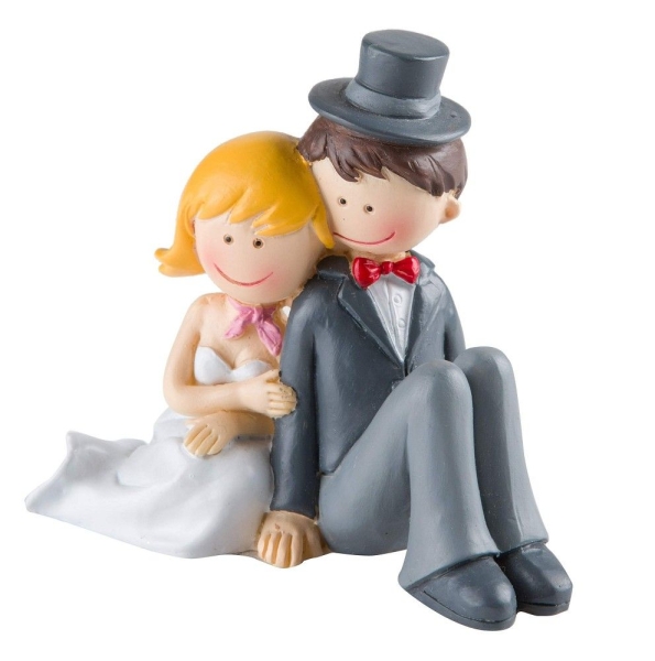 Deko-Figur Tortenfigur Tortenaufsatz Hochzeitspaar Brautpaar sitzend 7 cm