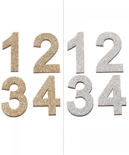 Adventszahlen Holzzahlen 1 - 4 wahlweise silber gold Glitzer 5,3 cm Advent Weihnachten