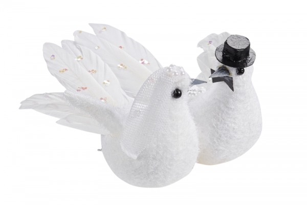Deko-Taubenpaar Hochzeitstauben 11 cm Hochzeit
