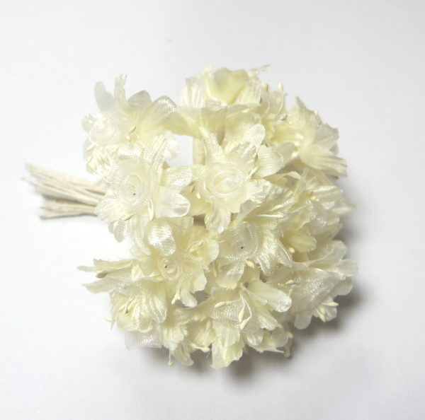 108 künstliche Blüten am Stiel Blumen Stoffblüten Hochzeit creme