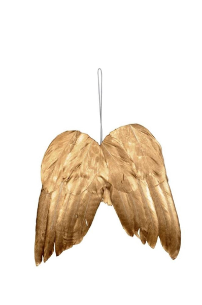 Engelsflügel Flügel aus Federn zum Hängen  16 cm gold Weihnachten