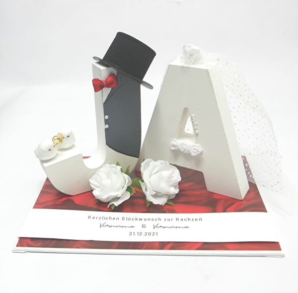 Geldgeschenk Geschenktablett Hochzeit "JA" individualsierbar