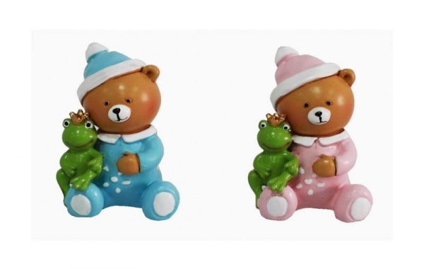 Deko-Figur Tortenfigur Baby-Bär Bärchen mit Frosch 5 cm