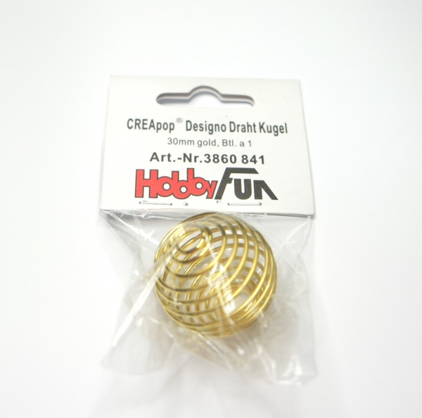 5 Drahtkugeln Kugeln goldfarben 30 mm Weihnachten Advent