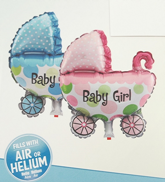 Folienballon Luftballon Kinderwagen 76 cm Luft u. Helium Baby Shower