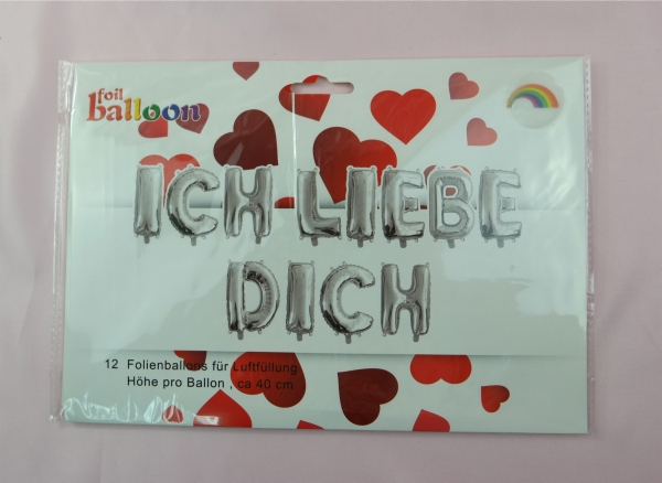 Ballons Folienballons Luftballons Buchstaben "ICH LIEBE DICH" für Luftfüllung ca. 40 cm