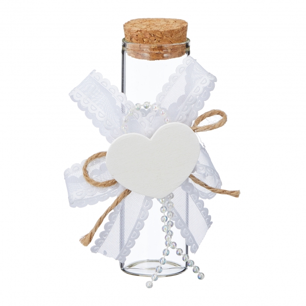 Glasröhrchen mit Schleife und Herz Gastgeschenk Hochzeit