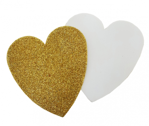 10 Glitzerherzen Deko-Herzen goldfarben 10 cm