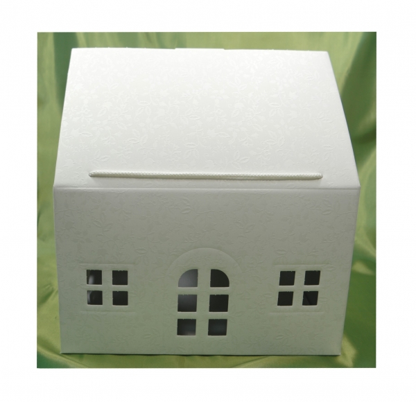 Geldbox Kartenbox "Haus" weiß groß Hochzeit