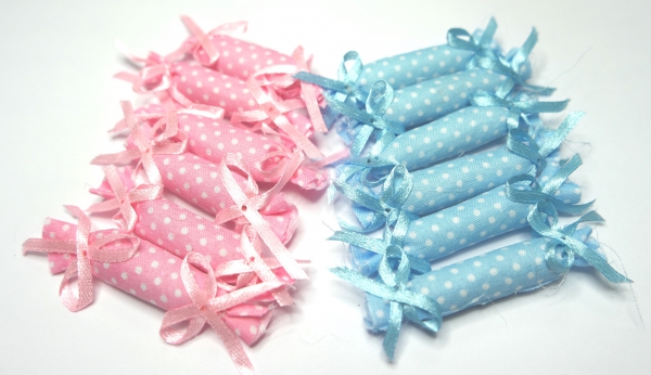 12 Deko-Schleifen "Bonbon" rosa hellblau Baby Taufe