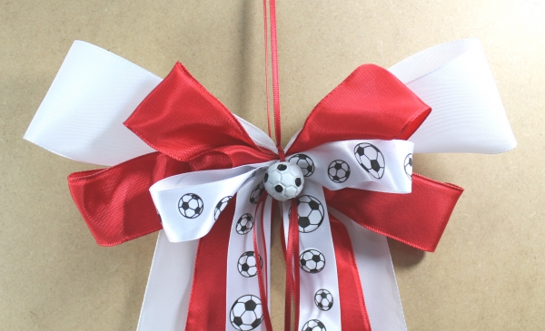 Schleife Fußball rot weiß für Schultüte