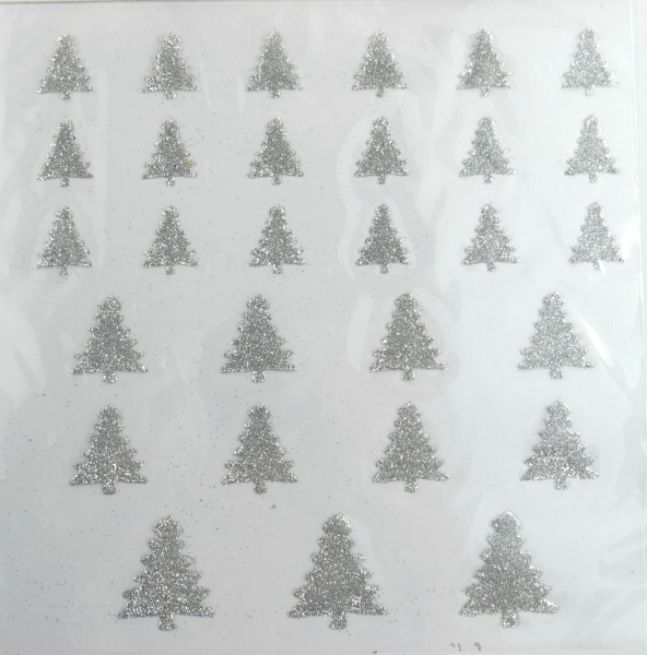 3 Bögen Sticker Aufkleber Tanne Rentier Schneeflocke silber Glitter Weihnachten